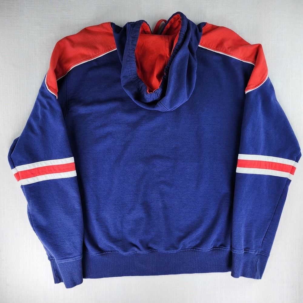 Vintage Polaris Hoodie Mens L Blue Red Color Block Snowmobile Racing Logo - Picture 5 of 9